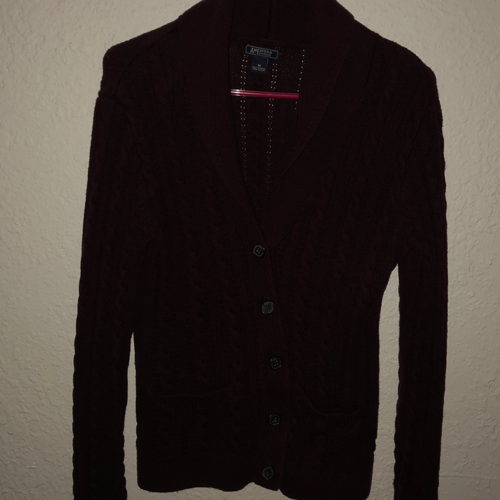 burgundy cardigan